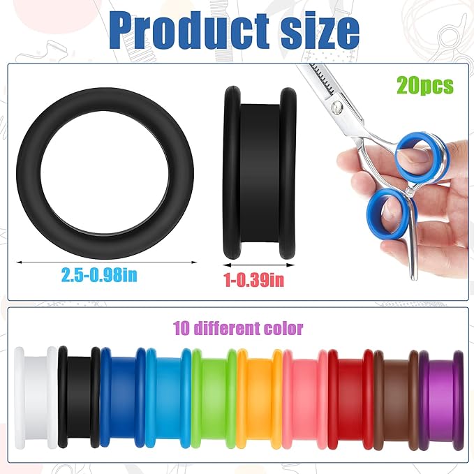 20 Pieces Scissors Finger Rings Silicone Pet Shears Finger Rings rubber finger dog hair scissors for Grooming Scissors Pet Hair Shears