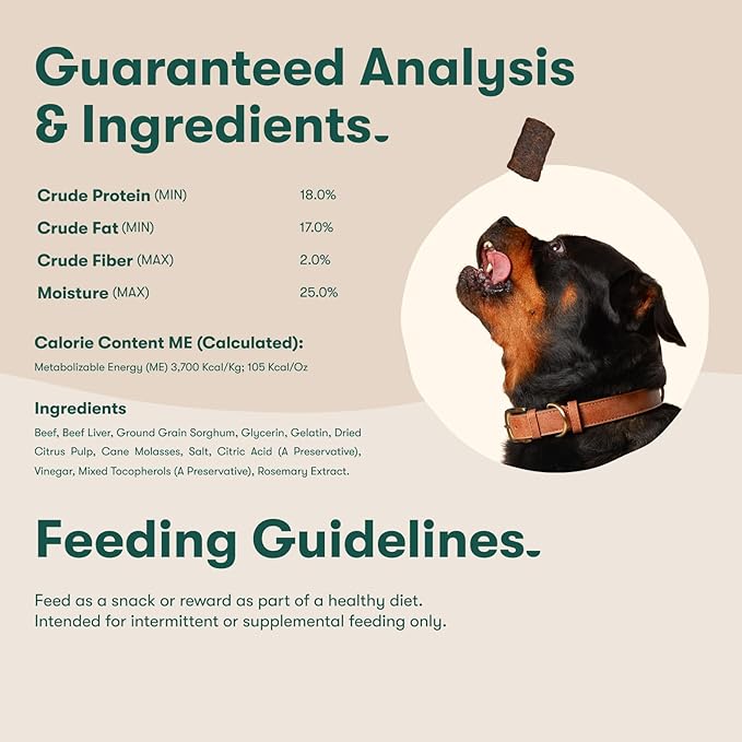 Jinx Tenders Beef Jerky Dog Treats, All Natural Ingredients, Soft and Chewy, Low-Calorie, Slow-Smoked Beef & Liver, No Fillers, 5oz, 6 Pack