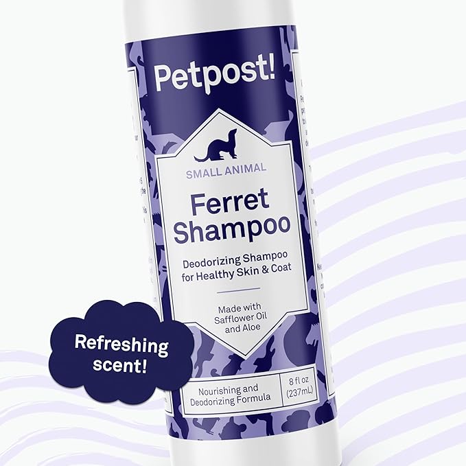 Petpost | Ferret Shampoo - Powerful Deodorizing Shampoo for Ferrets and Small Animals - Naturally Effective Healthy Skin & Coat Formula (8 oz., Shampoo)