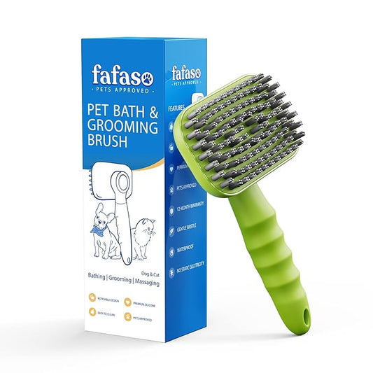 Dog Bath Brush, Pet Grooming Brush for Dogs and Cats, All Hair Types including Short and Long, Apple Green