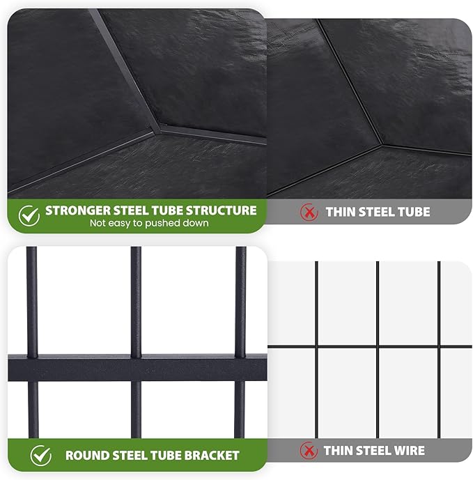 Rovibek Outside Dog Kenne with Roof, Outdoor Dog Kennel with 3 Sides Sun-Proof Cover,Large Dog Kennel Outdoor, Dog Run Enclosure with 2 Rotating Bowls for Large Dogs