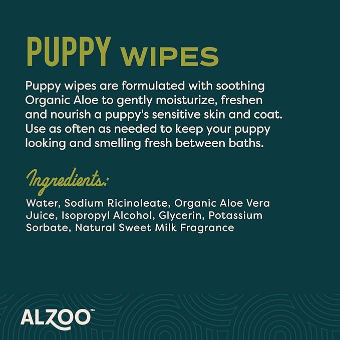 Grooming Wipes for Puppies, 100% Plant-Based Active Ingredients, 100 Count