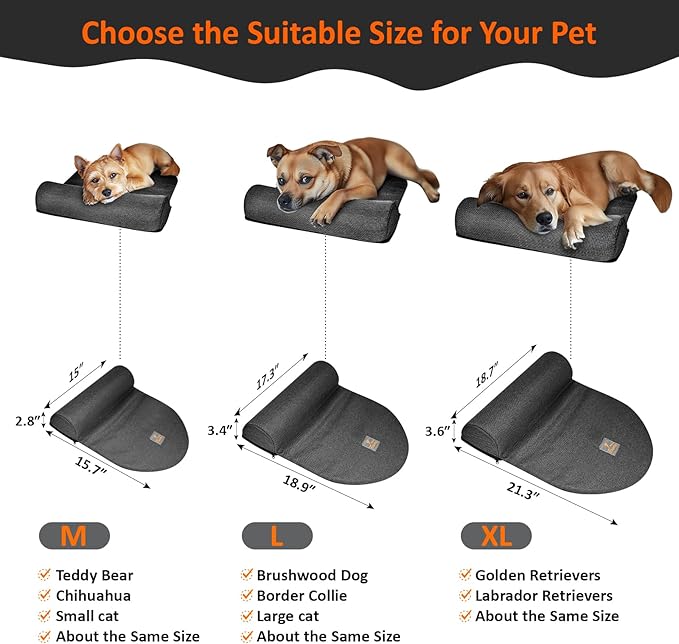 Dog Pillows for Large Dogs, Dog Neck Pillow for Head Support, Washable Dog Bolster Pillow Good for Cervical Vertebra Portable Dog Bed Pillows for Joint Relief Sleeping Improve