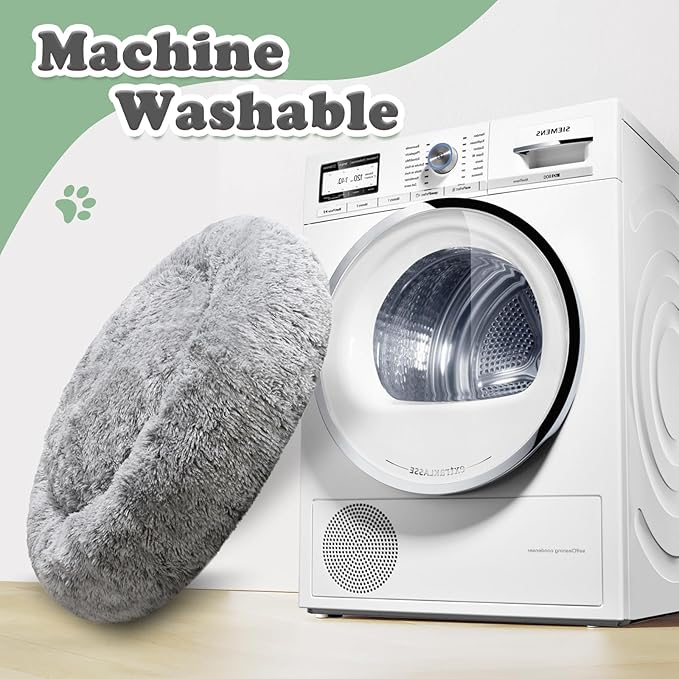 JOLLYVOGUE Dog Beds, Calming Small Dog Bed, Anti-Anxiety Dog Bed for Small Dogs, Fluffy Donut Dog Bed, Cozy Dog Cat Cushion Bed for Small Medium Dogs and Cats (20")