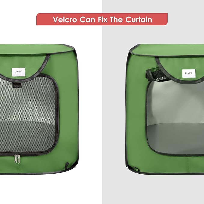 Love's cabin Pop Up Kennel, Indoor Outdoor Crate for Dog Pets, Portable Car Seat Kennel, Cat Bed Collection, Green, 36in Large