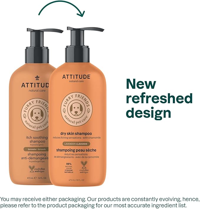 ATTITUDE Itch Soothing Shampoo for Cat & Dog, Vegan and Cruelty-Free, Lavender, 16 Fl Oz
