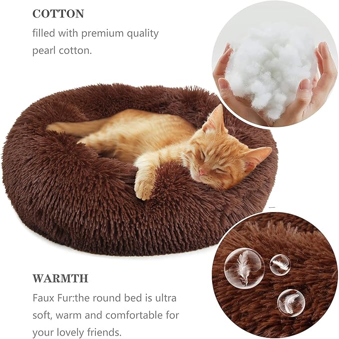 nononfish Marshmallow Cat Bed Kawaii Cat Nest Bed for Indoor Cats Washable Fluffy Anti Anxiety Kitten Bed 19 Inches