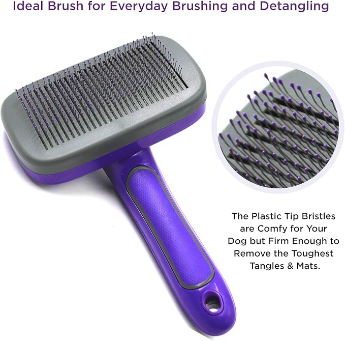 Hertzko Self Cleaning Slicker Brush for Pets, Dog & Cat Brush, Dog Brush for Shedding, Cat & Dog Grooming, Grooming Brushes for Long Short Haired Dogs Cats, Deshedding Brush, Rake, Comb