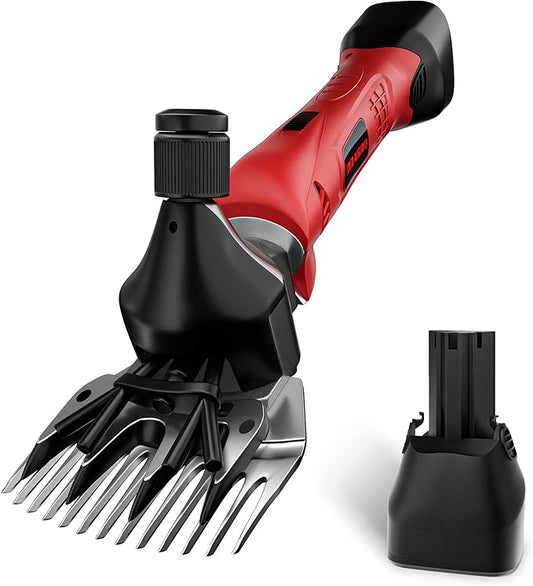 500W Cordless Sheep Shears, Professional Electric Sheep Shearing Clippers with 2 PCS Rechargeable 2 Ah Lithium Battery, Heavy Duty Animal Clippers for Alpacas Goats Cattle Farm Livestock Pet