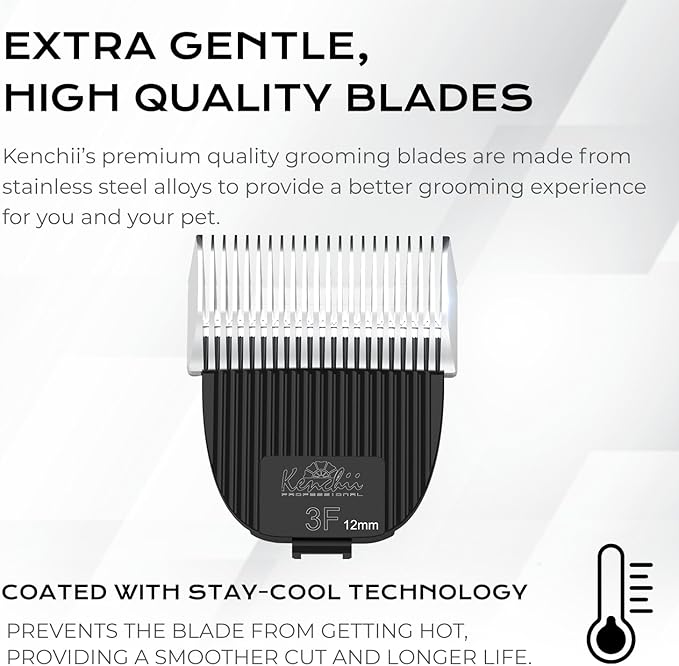 Kenchii Flash Clipper Blade (3F,12mm) Only Compatible with Flash Clipper, Black & White