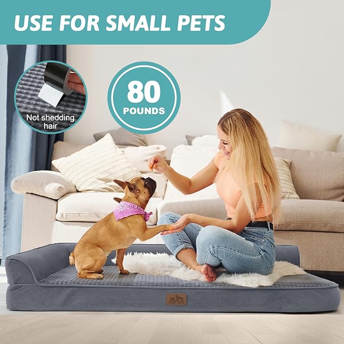 Orthopedic Dog Bed for Medium Dogs,Waterproof Dog Sofa Beds Medium, Supportive Foam Pet Couch Bed with Removable Washable Cover,Waterproof Lining and Nonskid Bottom,Grey(M,36" L x 27" W x 7.5" Th)