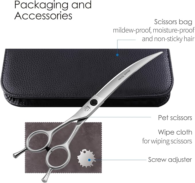 Dog Grooming Scissors: 7.0" Left Handed Pet Shears Made Of Advanced Stainless Steel Alloy for Trimming Dogs Cats and Other Pets Face and Paws