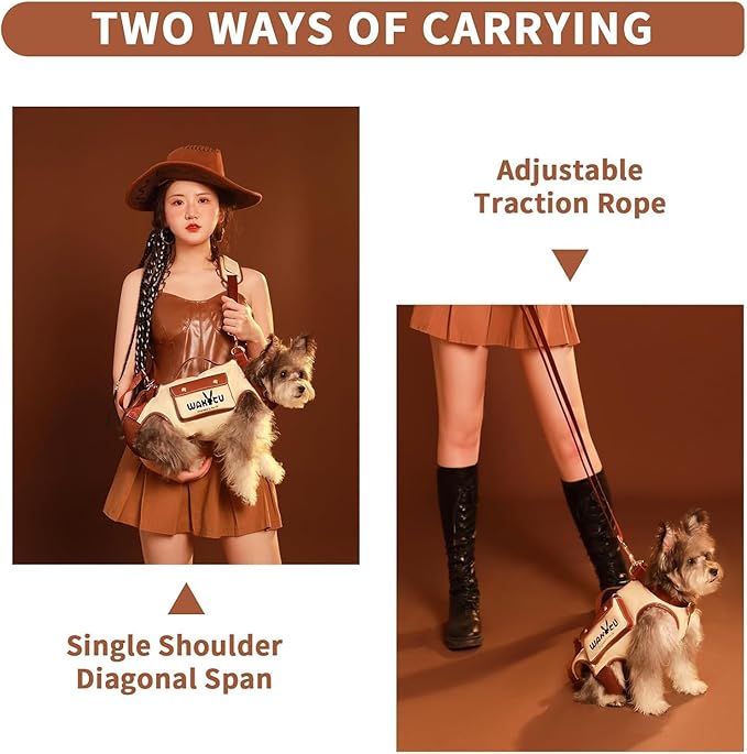 Dog Lift Harness Dog Carrier Dog VES Harness Adjustable Dog Leash with Small Puppy Treat Bag,Fits Most Cars,S