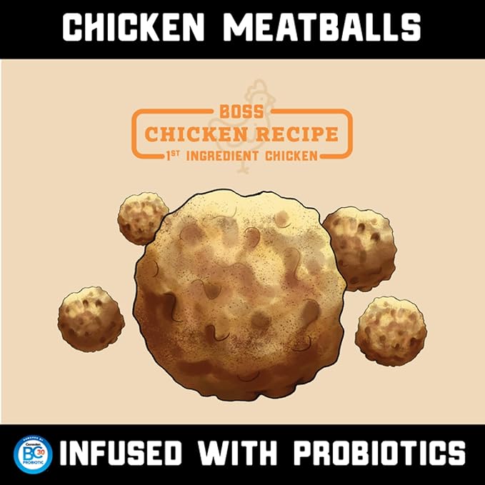 Boss Proballs Meatball Treats for Dogs & Cat, Chicken Recipe, 6 oz Jar