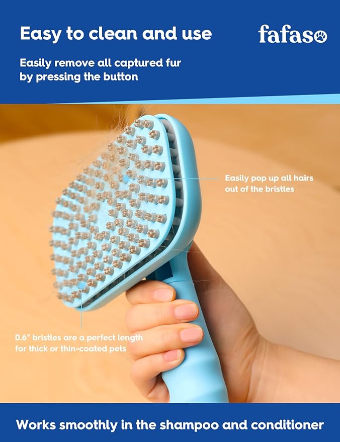 Pet Grooming Brush for Dogs and Cats, Versatile Bathing and Massaging Brush for Short and Long Hair Pets (Sky Blue)