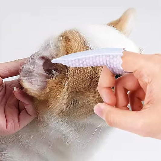 H&H Pets Disposable Finger-Style Ear & Facial Dry Wipes - Ultra Soft, Fragrance Free, Hypoallergenic, 20 Count