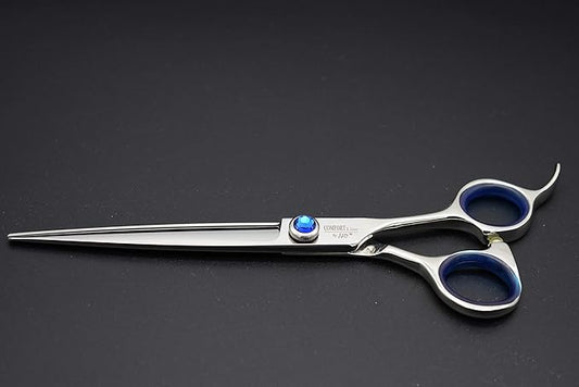 Pro Dog Grooming Shear Scissors Straight 7 Inch Pet Shear Stainless Steel Forged (7" Straight Blue Diamond)