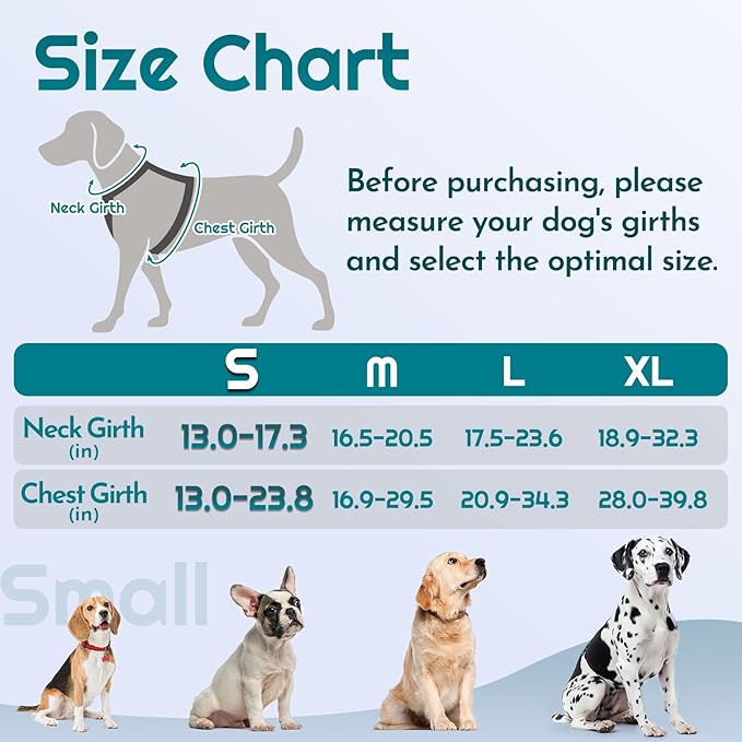 Eagloo Dog Harness Small Sized, Easy Wearing with 3 Buckles, Adjustable No Pull Pet Harness with 2 Rings for Walking, No Chock Reflective Soft Padded Vest with Control Handle, Red & Teal, S