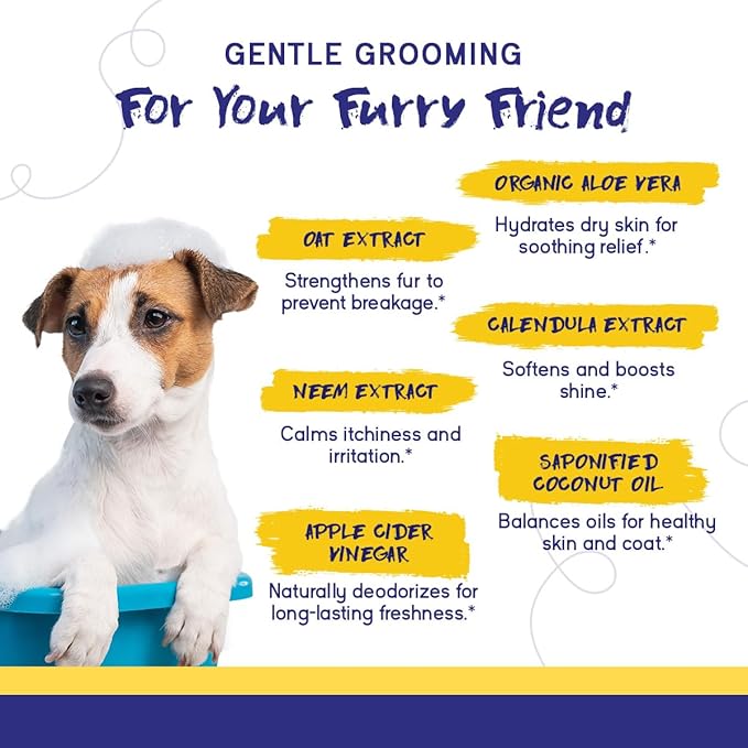 PupGrade Complete Care 4-in-1 Shampoo & Conditioner for Dogs - Cleans, Moisturizes, Detangles & Deodorizes - Oatmeal Milk & Honey Scent - 16 fl oz