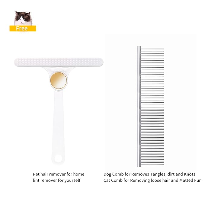 Self Cleaning Slicker Brush for Cat or Dog, Pet Grooming Brush for Long or Short Hair, Dog comb For One Button Gently Removes Loose Undercoat and Shedding Hair (Gray)