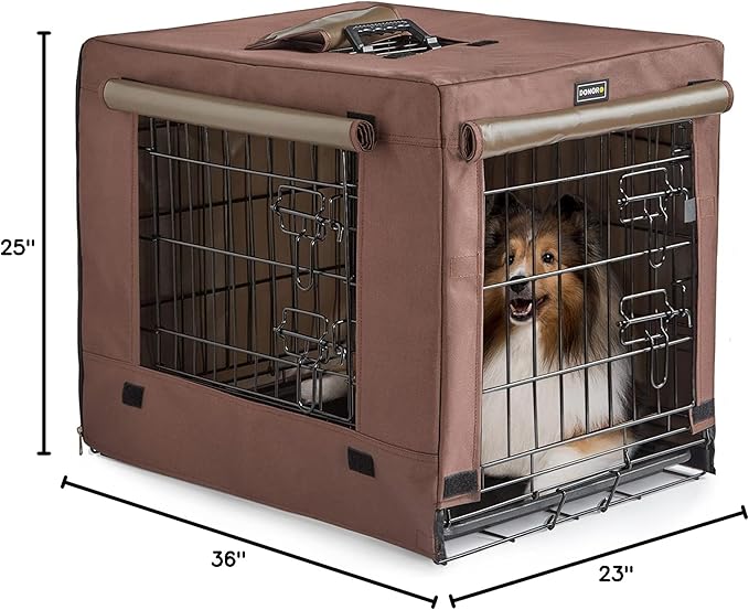 DONORO Dog Crates Kit for Small Size Dogs Indoor with Dog Crate Cover, Double Door Dog Kennels & Houses for Puppy and Cats, Collapsible Metal Contour Dog Cages
