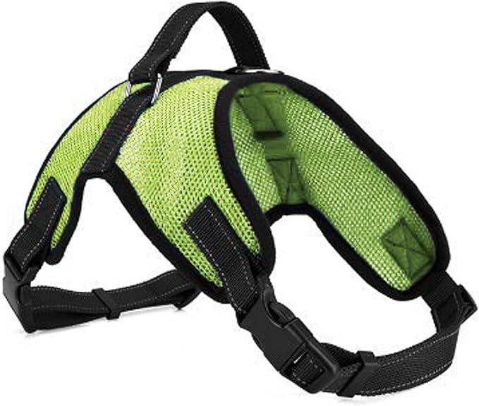 No Pull Reflective Adjustable Dog Harness With Handle- Comfortable Soft All Weather Mesh, Easy On Puppy Harness For Small Medium and Large Dogs (Green) Medium