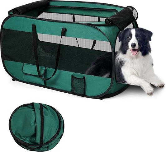 Realife Dog Enclosures Home Outdoor Fashions Portable/Collapsible/fixable, Pop Up Travel Pet Tent, 38" L x 22.5" W x 5.5" H,Green
