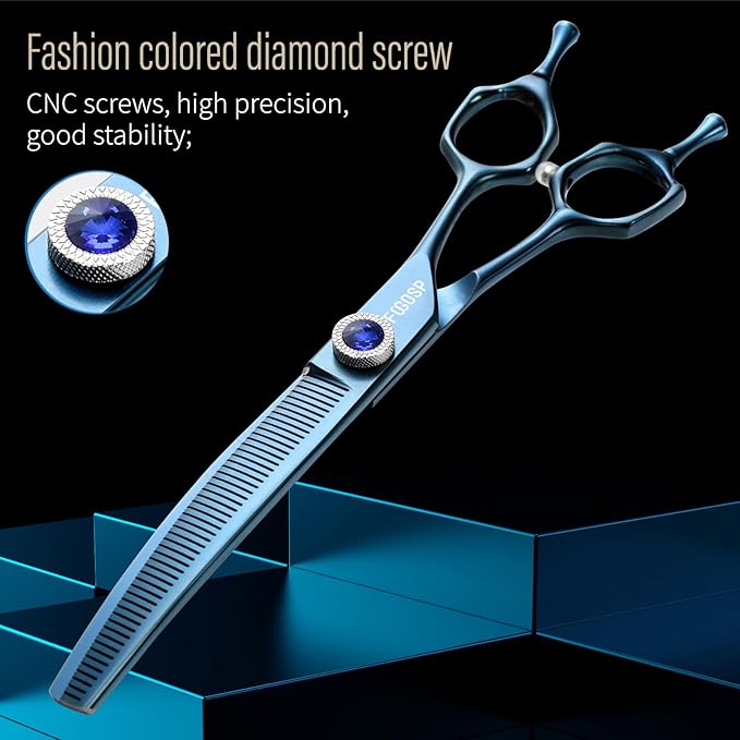 Professional Curved Thinning Dog Grooming Scissors 7'' Curved Thinner Shears for Dogs Pet 52 Teeth Japan VG10 Sharp and Smooth(7Curved Thinner, Blue)