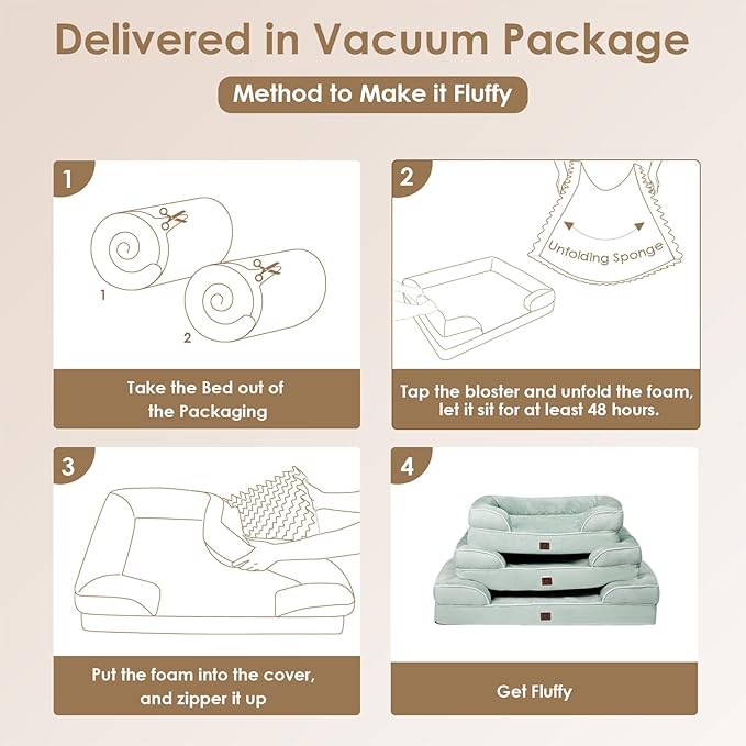 EHEYCIGA Orthopedic Dog Bed for Medium Dogs, Waterproof Memory Foam, Sage Green, 30"L x 20"W x 6.5"Th