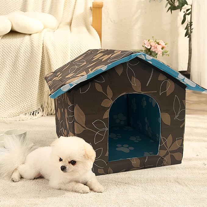 Soft Waterproof Dog House with Pad Pets Foldable Cool Cave Sleeping Bed for Dogs Cats Hamster Small Animal House All Weather Black