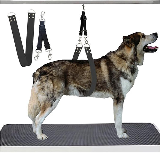 Pet Dog Grooming Belly Straps - Pet Dog Grooming Loops Black Groomer Belly Support Band Wide Waterproof Strong PVC Belly Loop Grooming Restraint for Pet Bathing Grooming (Black-Long)