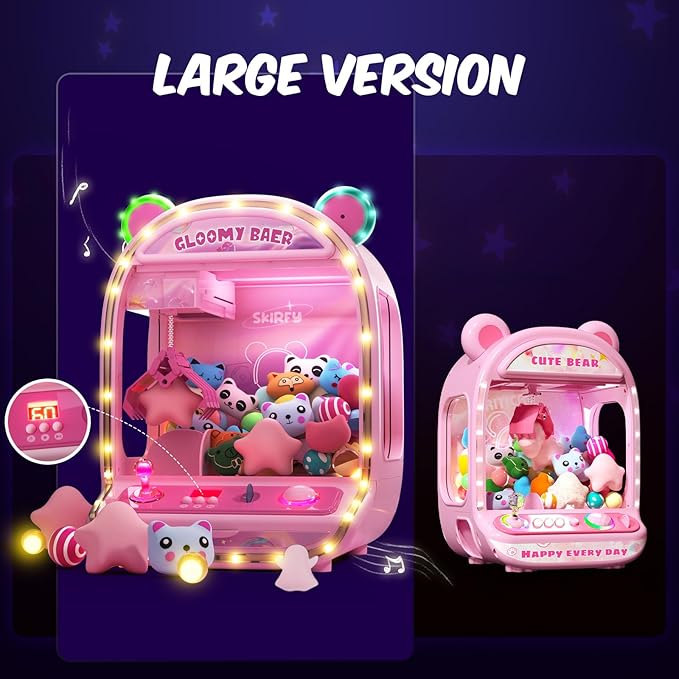 Skirfy Large Claw Machine Arcade Toy with LED Light & Adjustable Sound,16" Candy Dispenser Toys Mini Vending Machine for Kids Christmas Birthday Big Gifts for Girls Boys Ages 6+