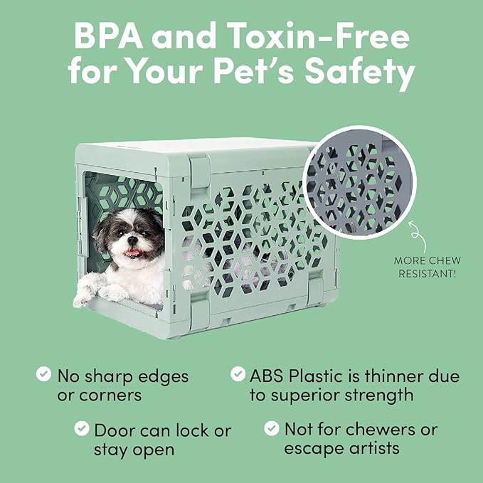 KindTail PAWD Collapsible Puppy and Dog Crate + Washable Bed - Stylish Pet Kennel with Comfortable Pad - Safe Indoor Set - Lightweight, Compact & Portable for Travel - Small White