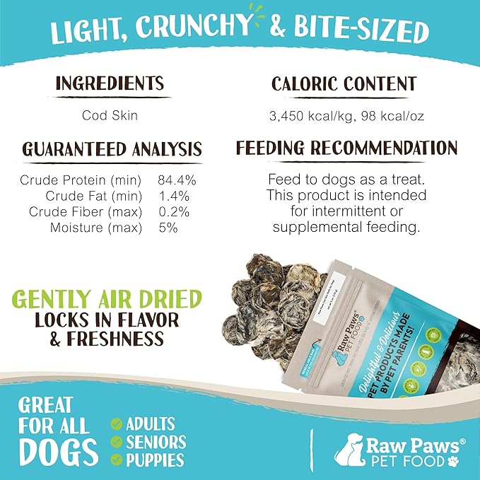 Raw Paws Cod Skin Rolls for Dogs, 5-oz – Icelandic Cod Skins for Dogs - Fish Skins for Dogs - Fish Skin Chews for Dogs - Cod Skin Dog Treats - Cod Treats for Dogs - Dried Fish Dog Treats - Fish Treats