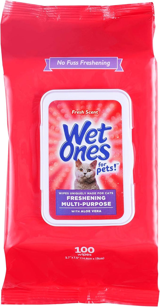 Wet Ones for Pets Freshening Multipurpose Wipes for Cats with Aloe Vera | Easy to Use Cat Cleaning Wipes, Freshening Cat Grooming Wipes for Pet Grooming in Fresh Scent (Pack of 1,100 Count Total)