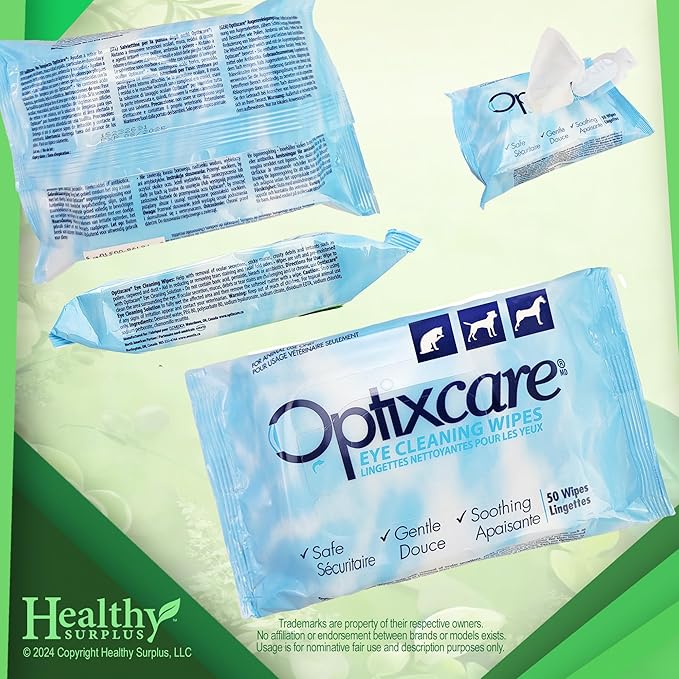 Optixcare Eye Cleaning Wipes for Dogs and Cats 50 Count 2 Pack (100 Total Wipes)