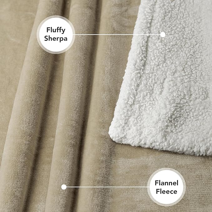 PetAmi Dog Blanket for Medium Large Dogs, Pet Bed Blanket Cat Puppy Kitten, Fleece Furniture Couch Cover Protector Sofa Car, Soft Sherpa Dog Throw Plush Reversible Washable, 40x60 Taupe