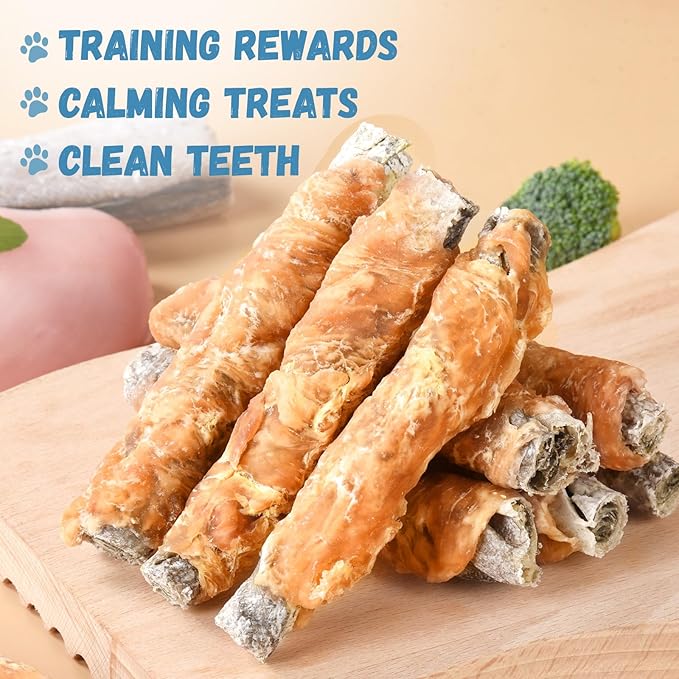 Chicken Wrapped Cod Fish Skin Stick Dog Treats, Healthy High Protein Omega3 Cod Twist Dog Chews Real Chicken Wrap Teeth Cleaning for Large Medium Small Pets 10.5 OZ