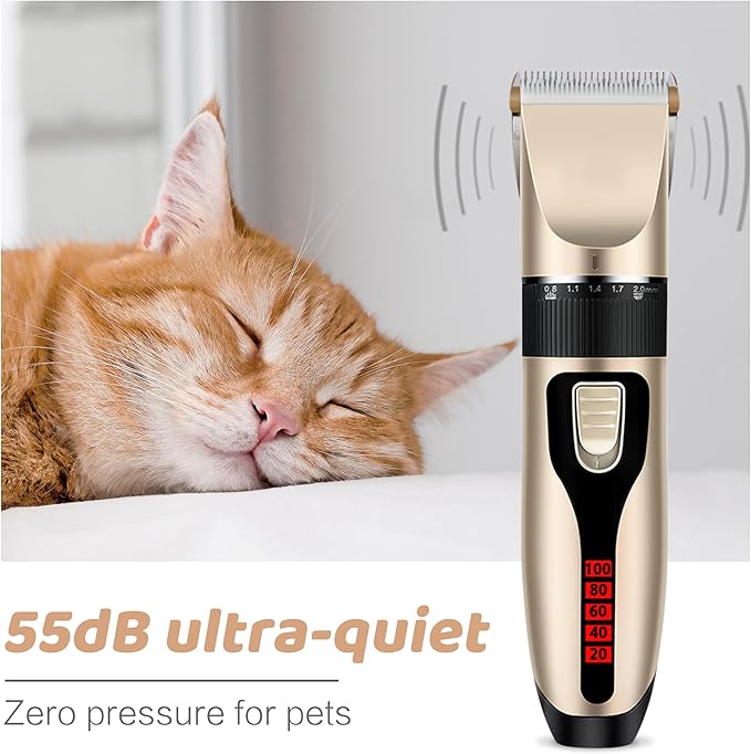Dog Grooming Kit & Paw Trimmer-Low Noise Electric Quiet Clippers Set, Rechargeable Cordless Pet Hair Clippers for Thick Coats with Scissors & Trimmer -Professional Grooming Tools for Dogs, Cats, Pets