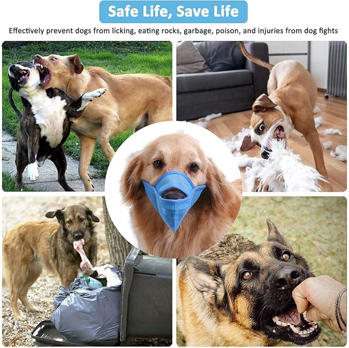 Crazy Felix Nylon Dog Muzzle for Small Medium Large Dogs, Air Mesh Breathable and Drinkable Pet Muzzle for Anti-Biting Anti-Barking Licking (XXXS, Blue)