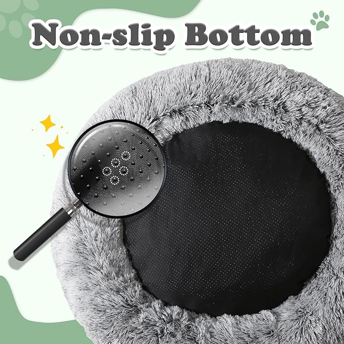 JOLLYVOGUE Dog Beds, Calming Small Dog Bed, Anti-Anxiety Dog Bed for Small Dogs, Fluffy Donut Dog Bed, Cozy Dog Cat Cushion Bed for Small Medium Dogs and Cats (20")