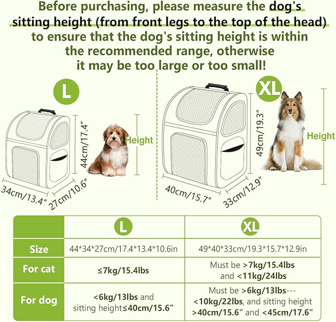 Pecute Cat Backpack with Breathable Mesh, Dog Backpack Carrier with Multi-Pockets, Cat Carrier Backpack Comfortable, Cat Backpack Carrier for Travel Hiking and Camping Gray