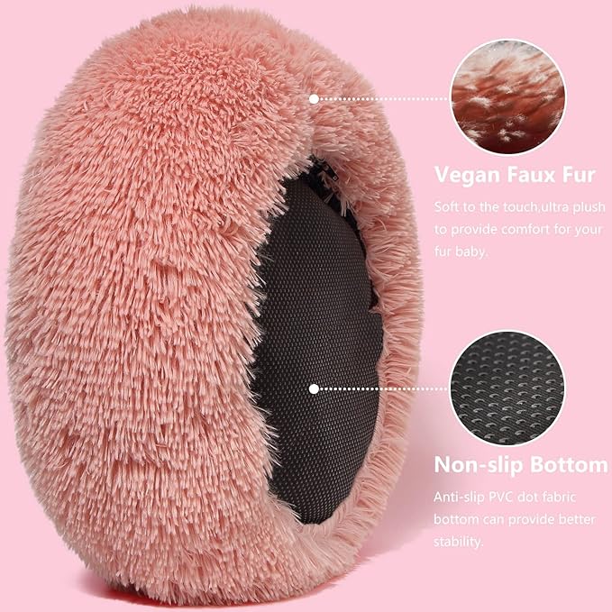 Puppy Beds for Small Dogs Washable 23 Inches Deep Sleep Calming Pink Cute Dog Bed for Girls Chihuahua Bed for Pet Dog Beds Fits up to 20 lbs Pets Beds Machine Washable Dog Bed.