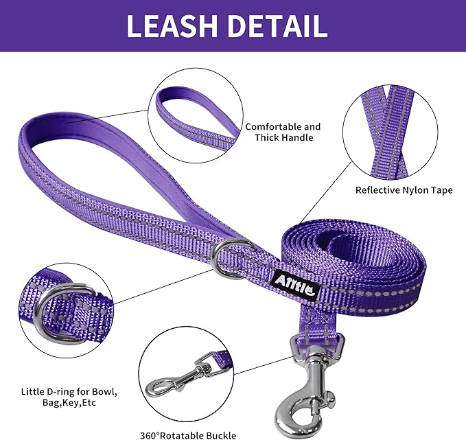 AIITLE Easy Walk Dog Harness and Leash Set - Pet Supply No Pull, Step in Adjustable Dog Harness with Padded Vest for Spring, Dog Harness No Choke Over, Easy to Put on Medium Dogs Purple L