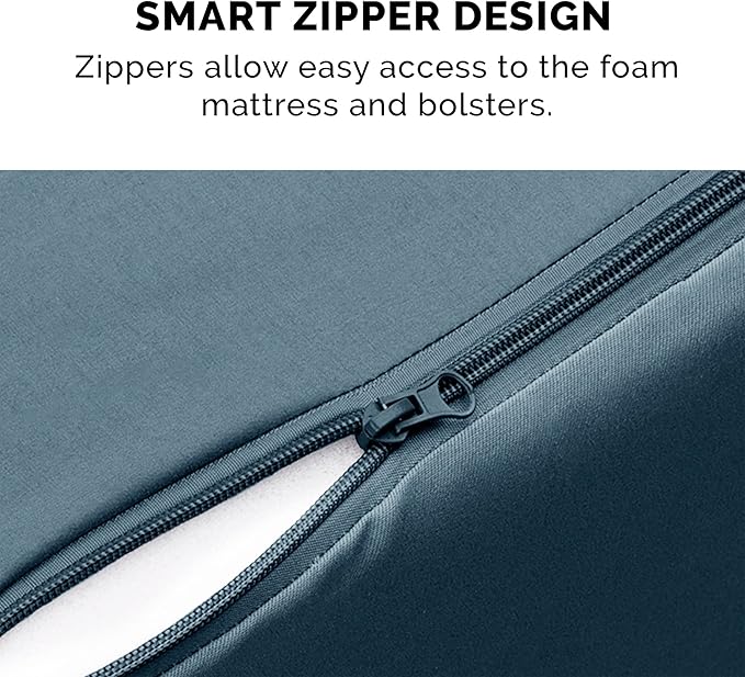 Furhaven Orthopedic Dog Bed for Medium/Small Dogs w/ Removable Bolsters & Washable Cover, For Dogs Up to 35 lbs - Pinsonic Quilted Paw L Shaped Chaise - Bluestone, Medium