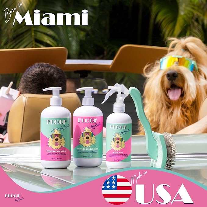 Floof Juice Dry Shampoo for Dogs - Hypoallergenic Conditioning Detangling - No Rinse Spray for Odor Control for Smelly Dogs, Waterless - Made in USA (10oz)