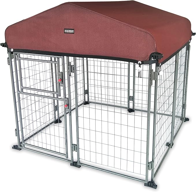 Neocraft My Pet Companion Dog Kennel with Roof Cover (4.5’) - Weather Resistant / Covered / Heavy Duty / Outdoor / Winter Welded Wire Pet Kennel for Medium Sized Dogs - Easy to Assemble