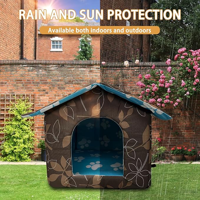 Soft Waterproof Dog House Pets with Pad Foldable Cool Cave Sleeping Bed for Dogs Cats Hamster Small Animal House All Weather Coffee