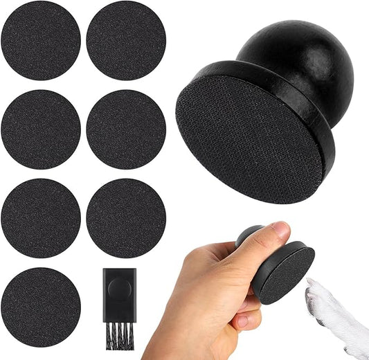 Dog Nail File, Wooden Dog Nail Scraper Dog Scratch Pad with 7pcs Replaceable Sandpaper & Cleaning Brush Stress Free Dog Nails Clipper Grinder Board Trimmer for Pets Dogs Cats(Black)