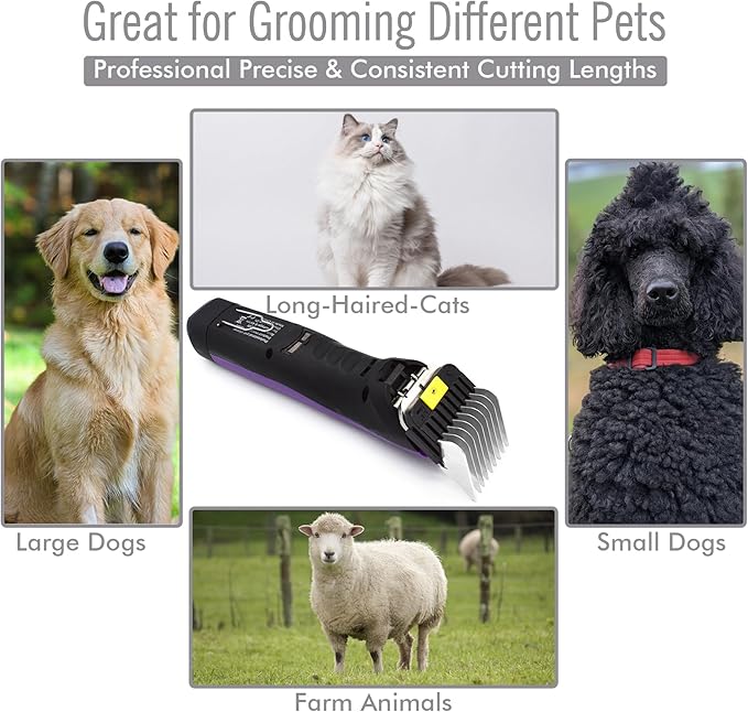 8 Pieces Professional A5 Style Animal Clipper Stainless Steel Color-Coded Snap-on Attachment Guard Guide Combs Set, 1/8"-1" Compatible with Wahl KM Series Oster A5 Andis Detachable Blade Pet Groomers